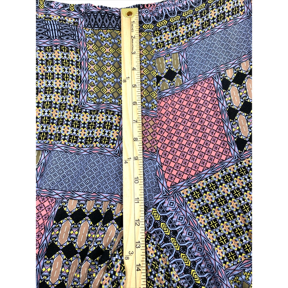 Ellos Pants Womens Medium 14-16 Rayon Quilt Geo Print Wide Leg Slacks Pockets - Picture 8 of 11